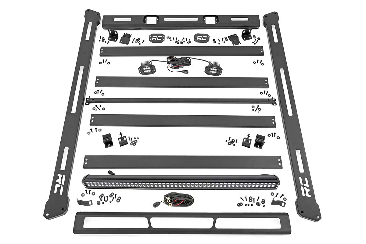 Jeep Wrangler Roof Rack - Rough Country - Black Series Lights - '07-'10